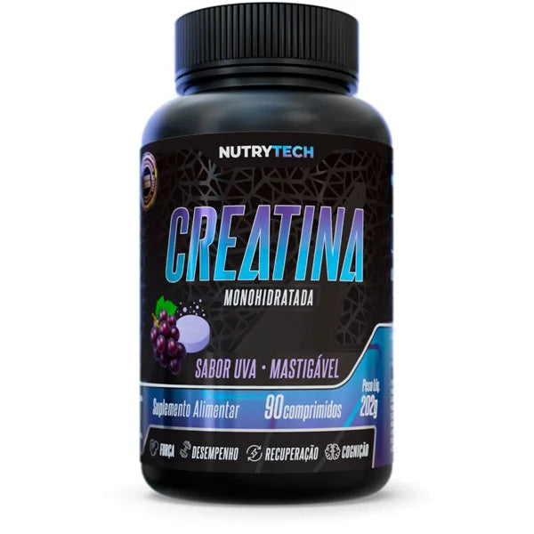 Creatina Mastigável NutryeTech | Sabor Uva | 90 Comprimidos com Creatina Monohidratada