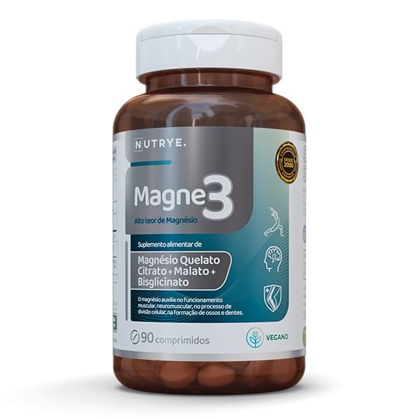 Magne 3 Nutrye - Magnésio Quelato Bisglicinato, Citrato e Malato