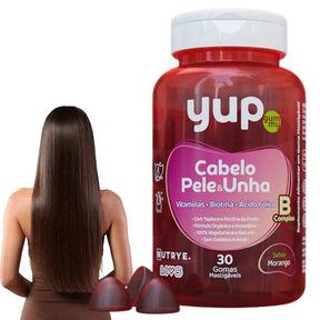 Gummy Cabelo, Pele & Unha – | Vitaminas + Biotina + Ácido Fólico | 30 Unidades – Vitaminas A, C, D, E, B6, B12 + Biotina | Compre o tratamento para 2 ou 3 meses e tenha desconto progressivo.