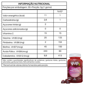 Gummy Cabelo, Pele & Unha – | Vitaminas + Biotina + Ácido Fólico | 30 Unidades – Vitaminas A, C, D, E, B6, B12 + Biotina | Compre o tratamento para 2 ou 3 meses e tenha desconto progressivo.